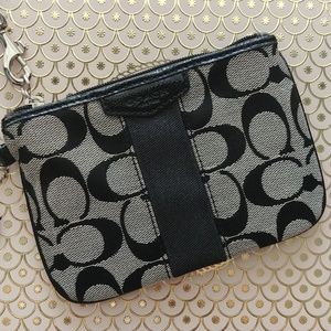 Coach Jacquard Black Stripe Wristlet